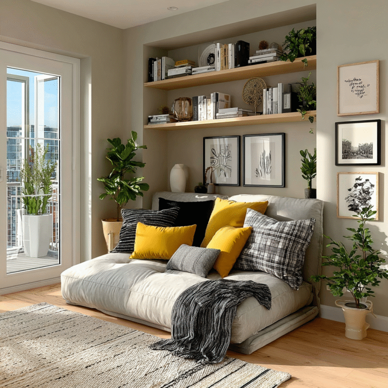 Small apartment living room decor ideas with space-saving solutions and creative designs for small spaces.