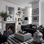 black and white living room