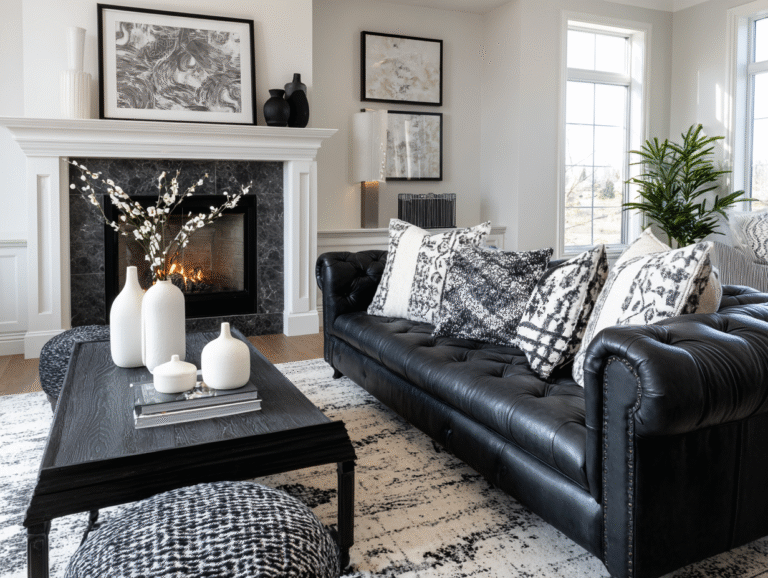 black and white and grey living room