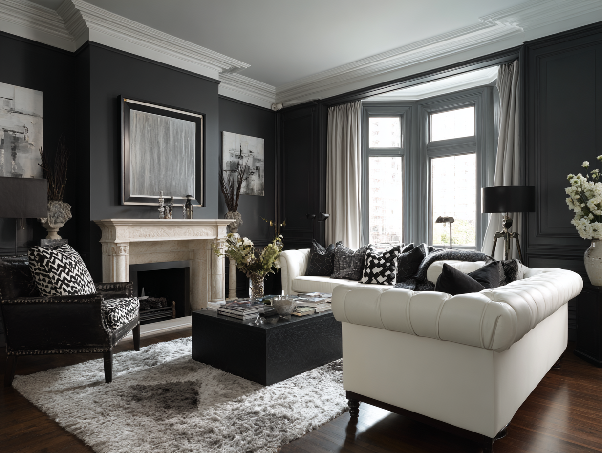 black white and grey living room ideas